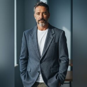 Harris Tweed Herringbone Blazer 48R Dark Academia Grandpa Core Heritage Wool